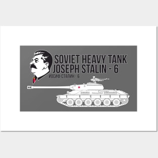 Soviet IS-6 tank and portrait of Stalin Posters and Art